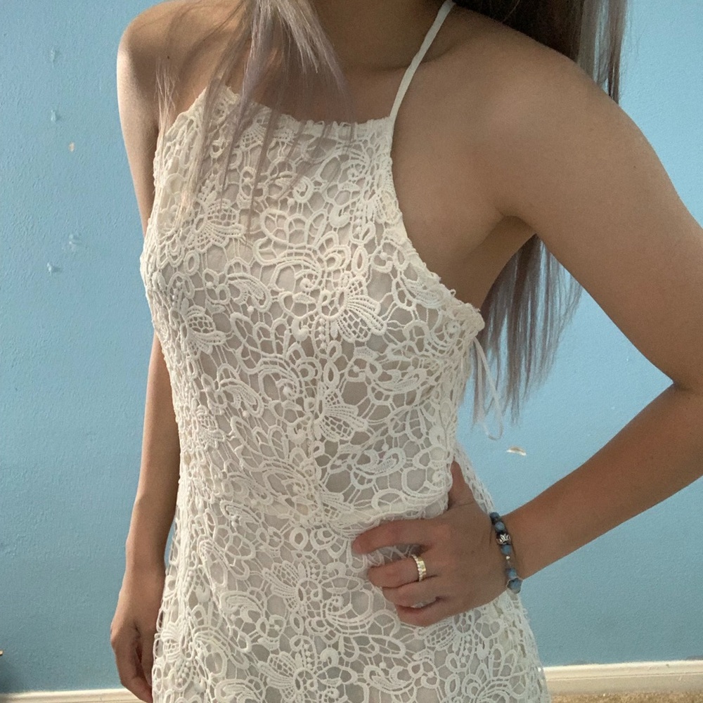 White Lace Midi Dress